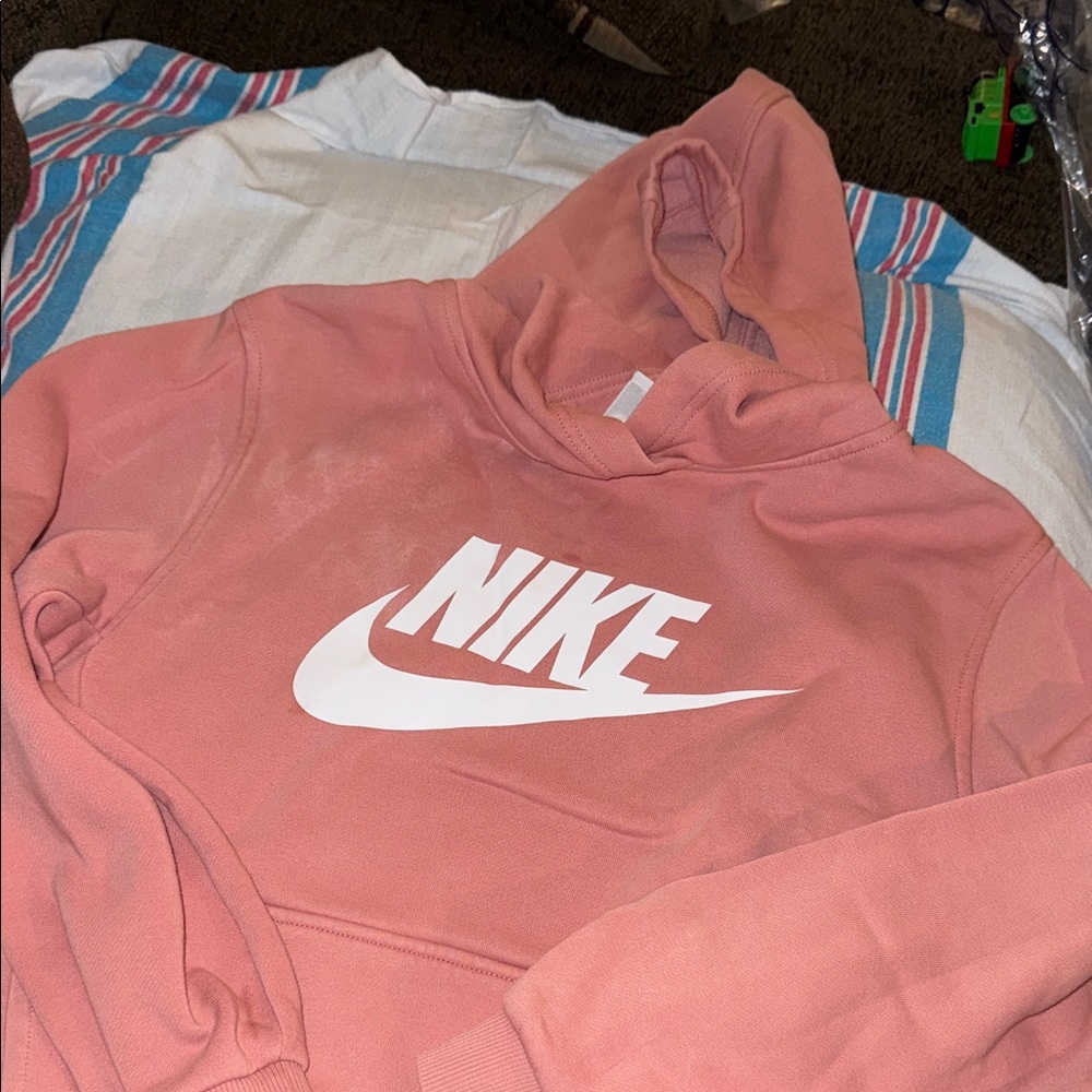 Nike Pink Pullover Hoodie with White Logo